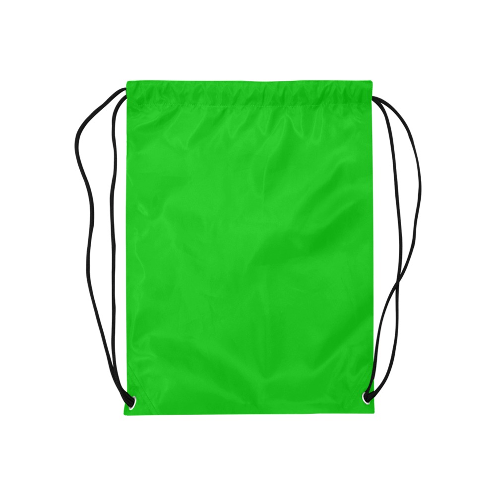 Merry Christmas Green Solid Color Medium Drawstring Bag Model 1604 (Twin Sides) 13.8"(W) * 18.1"(H)