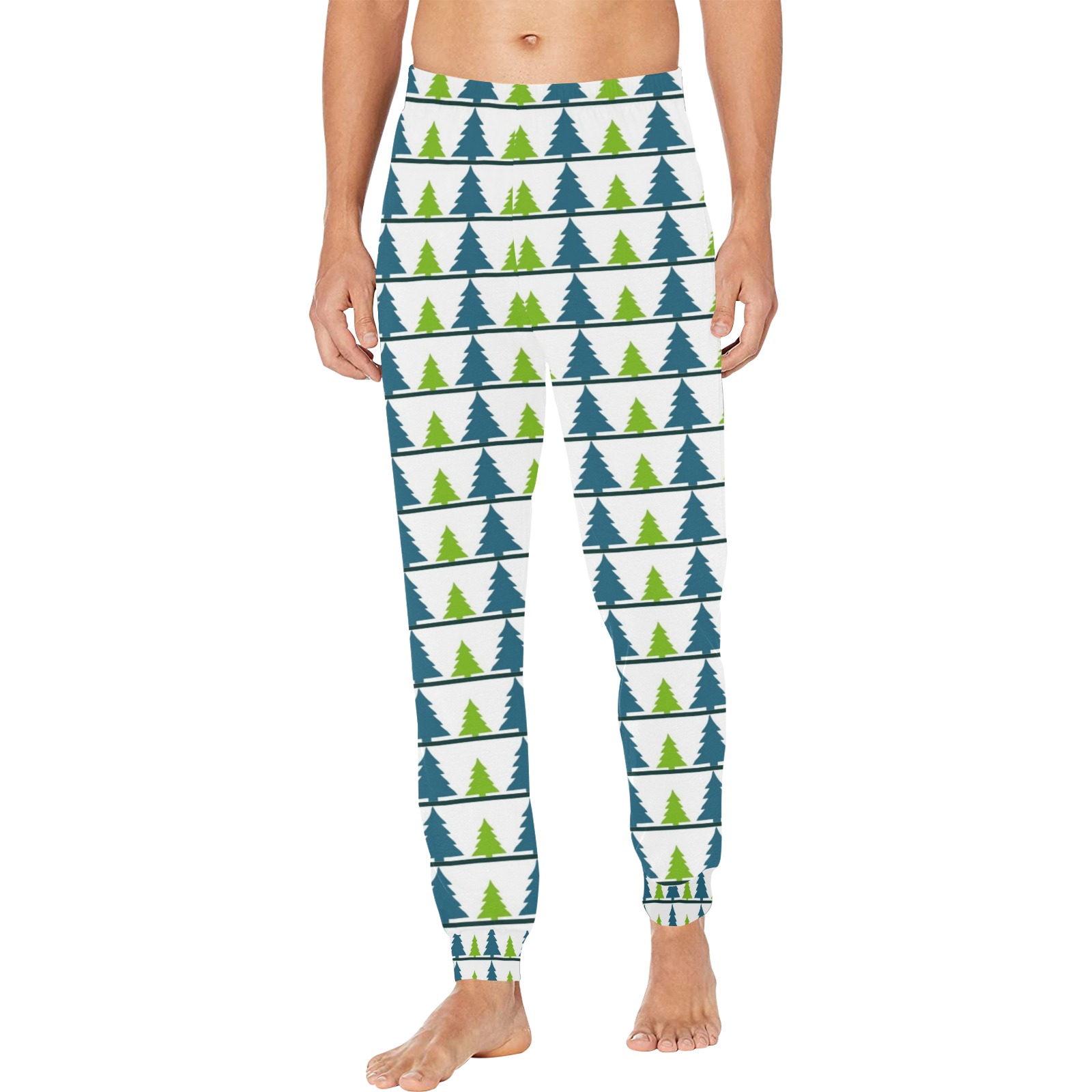 Christmas Trees 4 Men's Pajama Trousers with Custom Cuff