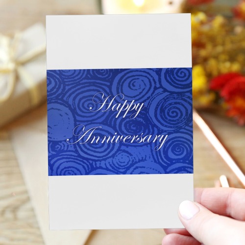 Anniversary Swirls Blue Greeting Card 4"x6"
