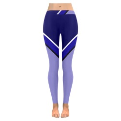 Diagonal Black White Blue Women's Low Rise Leggings (Invisible Stitch) (Model L05)