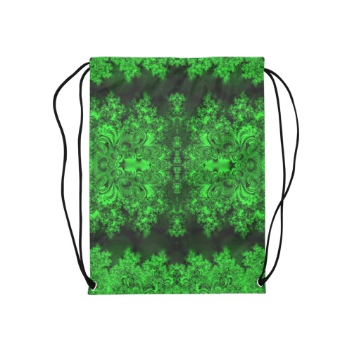 Frost on the Evergreens Fractal Medium Drawstring Bag Model 1604 (Twin Sides) 13.8"(W) * 18.1"(H)