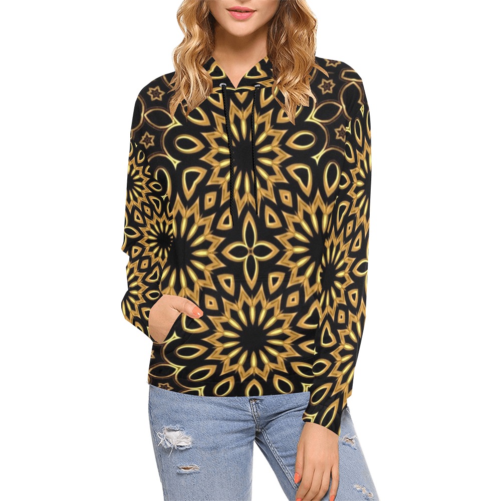 Fractoberry Fractal Pattern 000104WH All Over Print Hoodie for Women (USA Size) (Model H13)