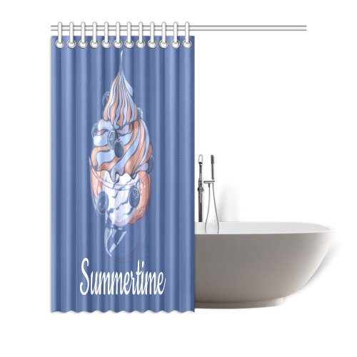 Ice cream - Summertime - blue Shower Curtain 72"x72"