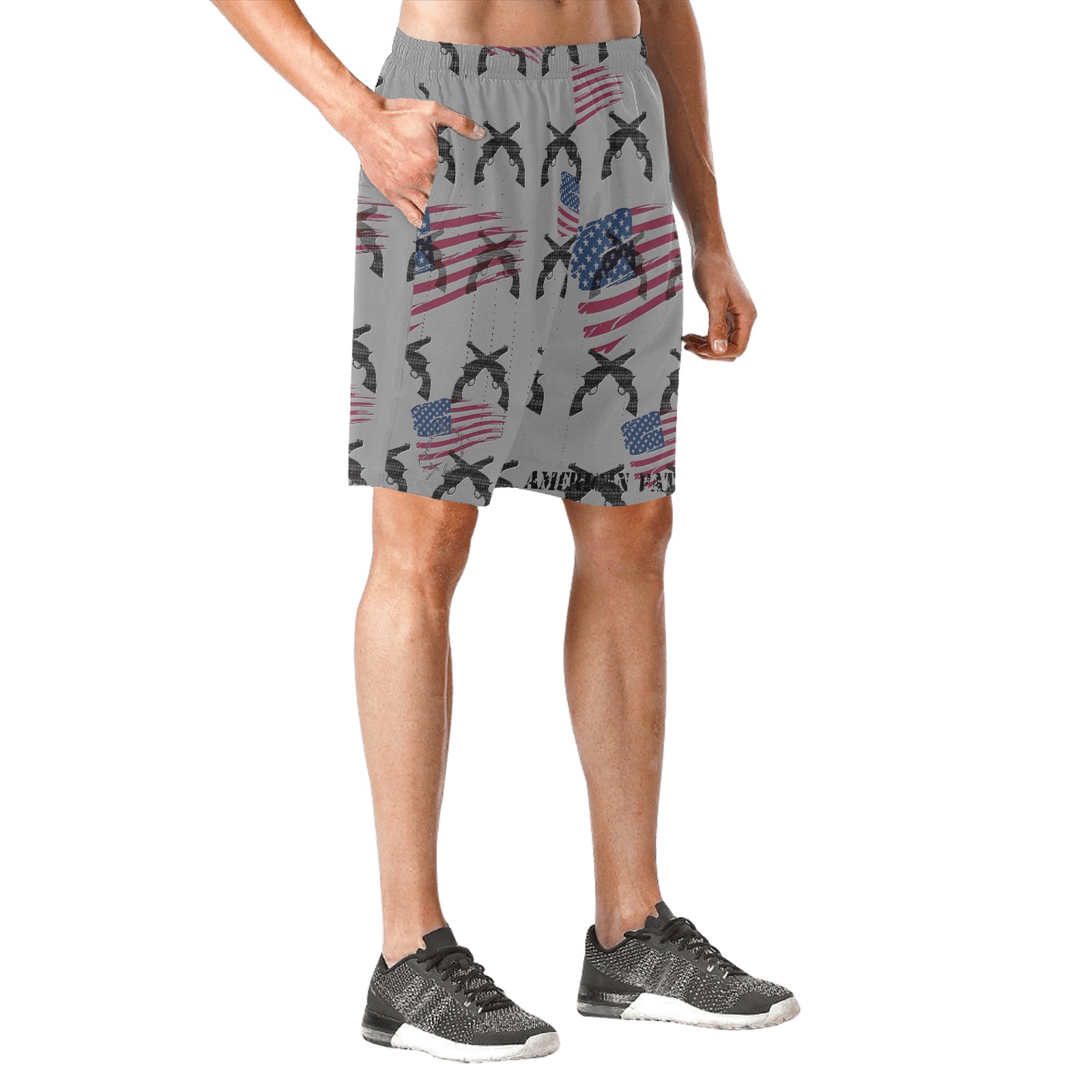 American Theme print 33A272CC-E0B9-4F3E-8D91-1D10085057D4 Men's All Over Print Elastic Beach Shorts (Model L20)