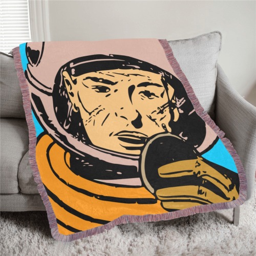 astronaut Ultra-Soft Fringe Blanket 30"x40" (Mixed Pink)