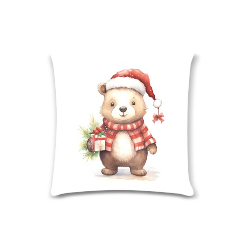 christmas bear Custom Zippered Pillow Case 16"x16" (one side)