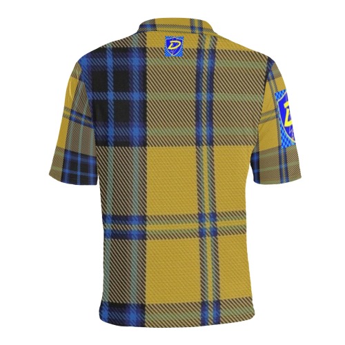 DIONIO Clothing - Men's Yellow & Blue Plaid Polo Shirt #3 (Blue & Yellow D Shield Logo) Men's All Over Print Polo Shirt (Model T55)