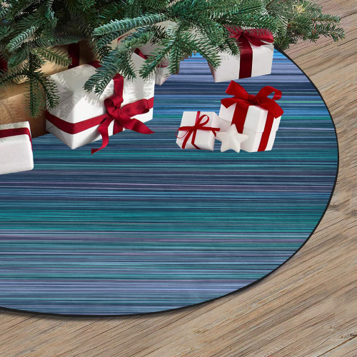 Abstract Blue Horizontal Stripes Thick Christmas Tree Skirt 36" x 36"