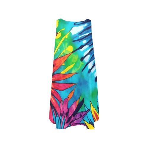hippy floral splash Sleeveless A-Line Pocket Dress (Model D57)