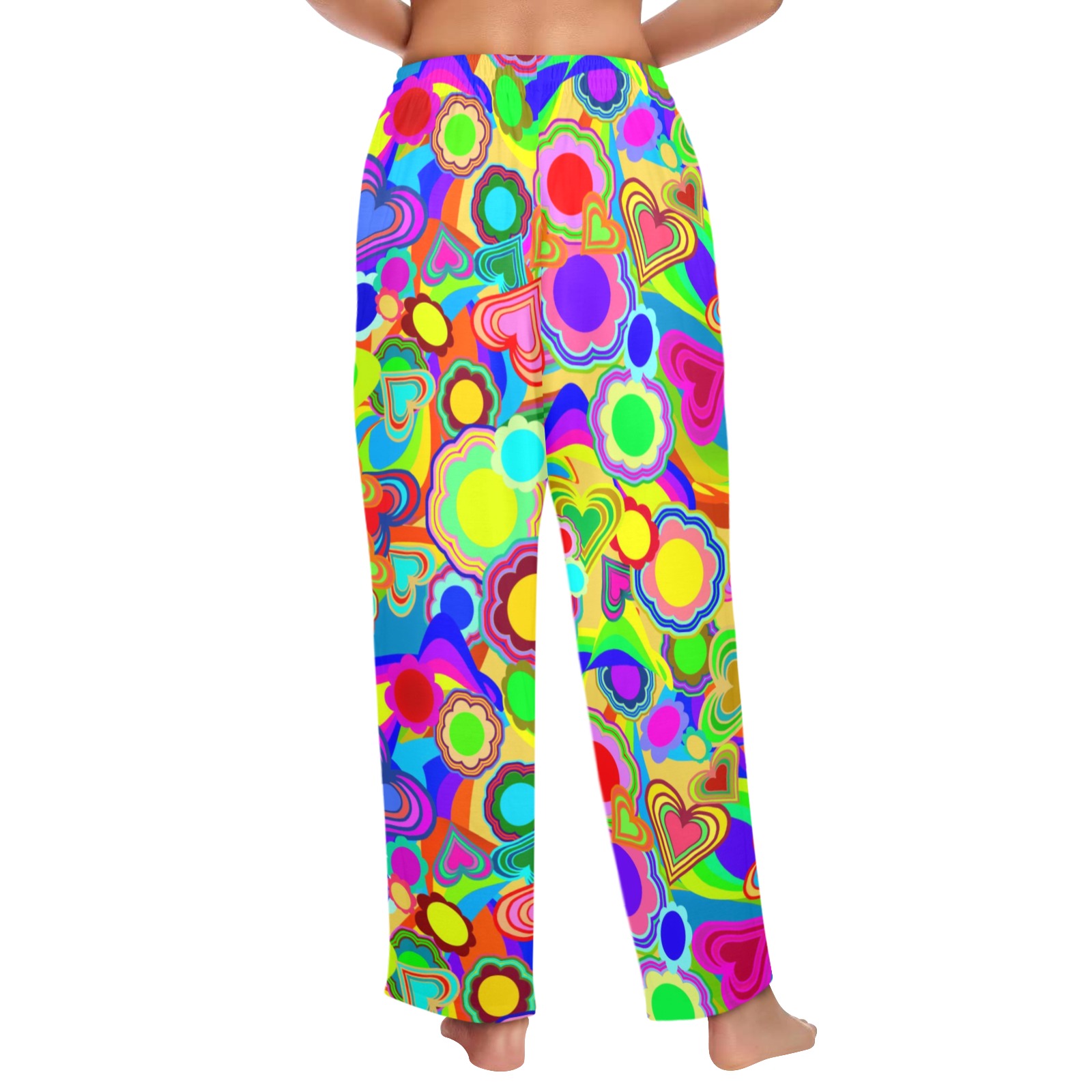 Groovy Hearts and Flowers Women's Pajama Trousers without Pockets