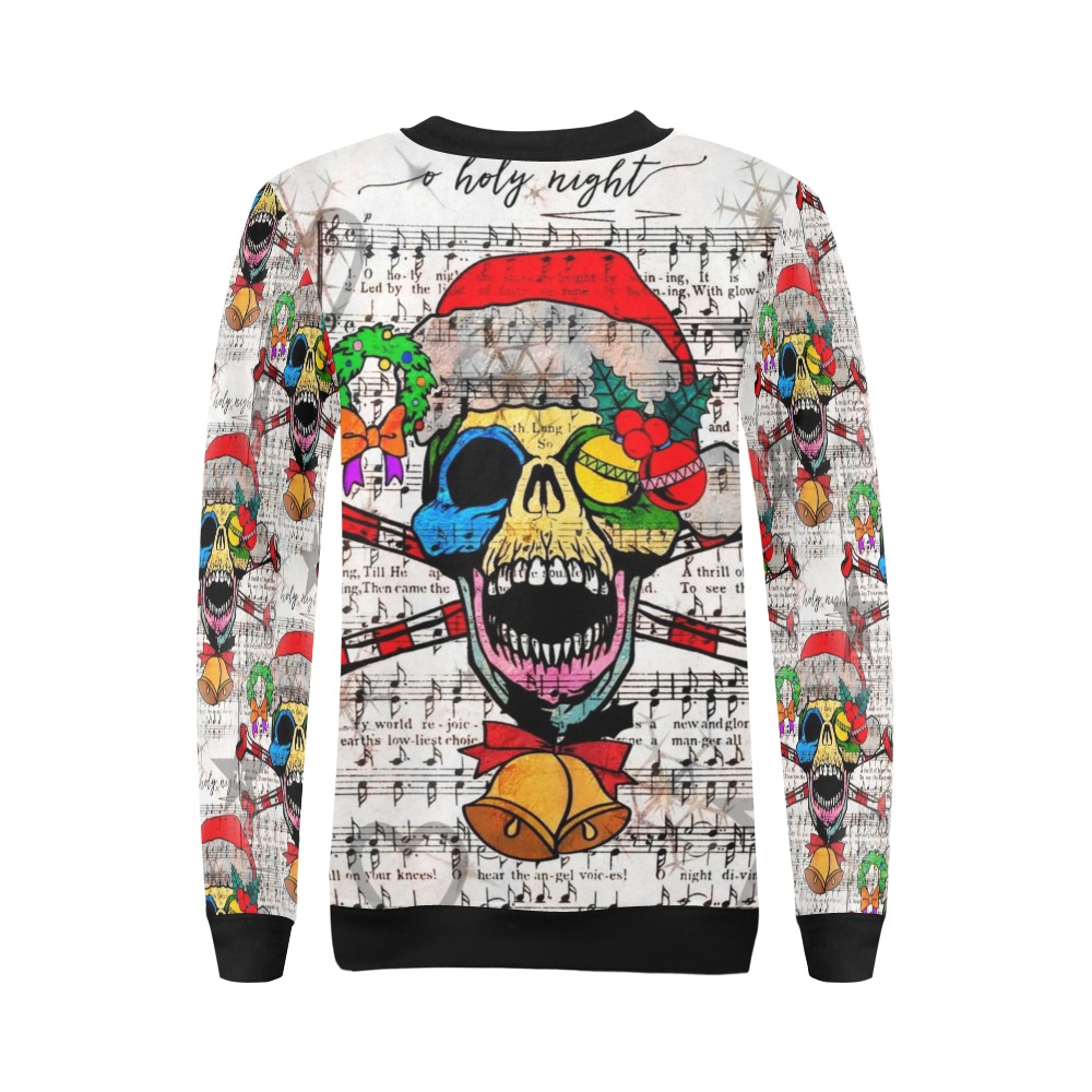 Christmas Skull by Nico Bielow All Over Print Crewneck Sweatshirt for Women (Model H18)