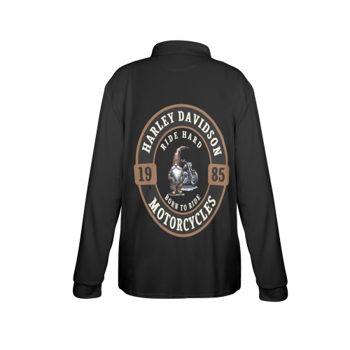Harley Davidson Gnome Biker Women's Long Sleeve Polo Shirt (Model T73)