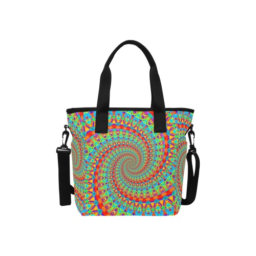 FLOWER POWER SPIRAL multicolored Insulated Tote Bag with Shoulder Strap (Model 1724)
