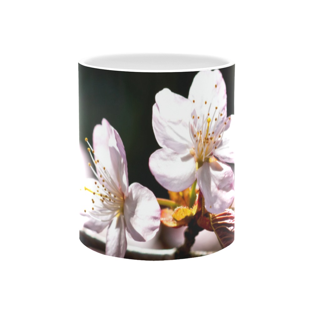 Sunlit sakura flowers. Play of light and shadows. White Mug(11OZ)