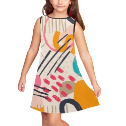 Abstract Doodles Girls' Sleeveless Dress (Model D58)