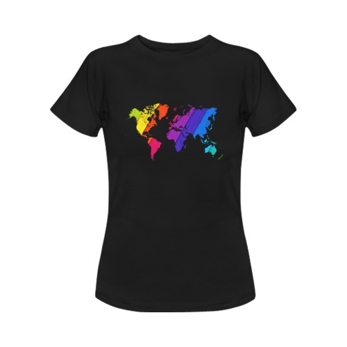 world map rainbow love Women's T-Shirt in USA Size (Front Printing Only)