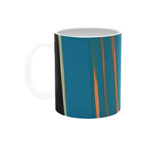 Black Turquoise And Orange Go! Abstract Art White Mug(11OZ)