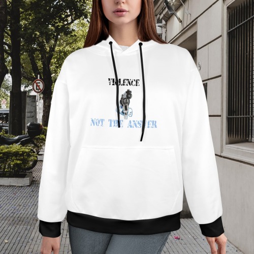 Violence Not The Answer Gun B&W Women's All Over Print Hoodie (Model H61)