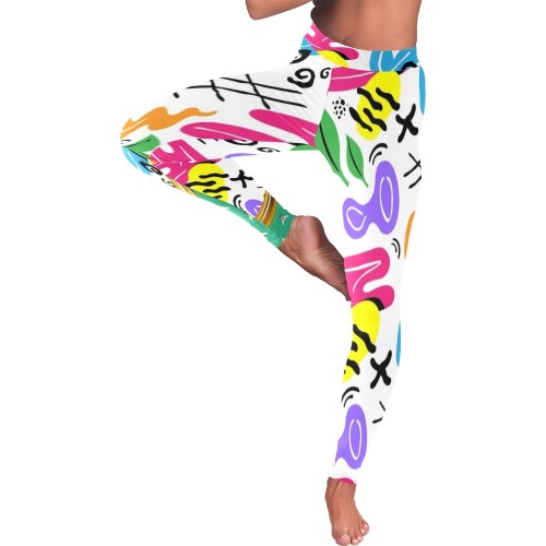 Summer Party Collectable Fly Women's Low Rise Leggings (Invisible Stitch) (Model L05)
