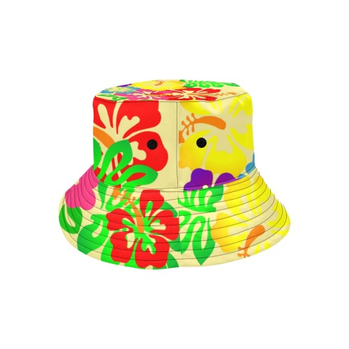 Hibiscus Hawaiian Flowers / Yellow All Over Print Bucket Hat