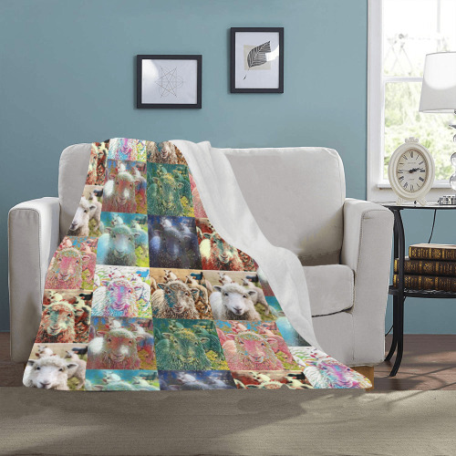 Sheep With Filters Collage Ultra-Soft Micro Fleece Blanket 40"x50"