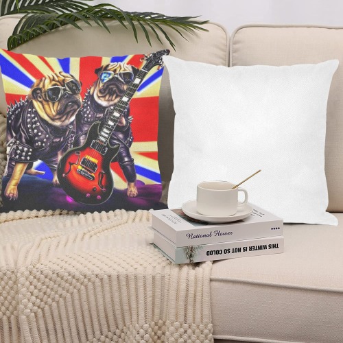 HEAVY ROCK PUG 3 Linen Zippered Pillowcase 18"x18"(One Side&Pack of 2)