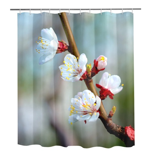 Stunning beauty of white Japanese apricot flowers. Shower Curtain 72"x84"