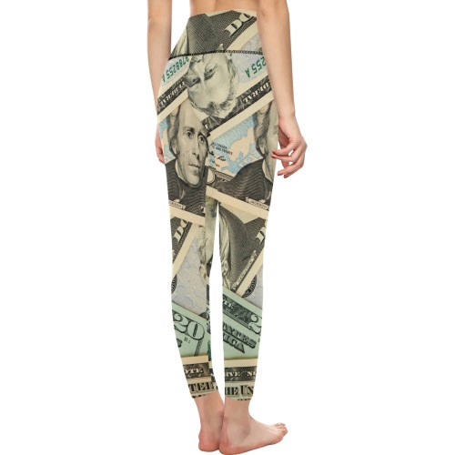 US PAPER CURRENCY Women's All Over Print High-Waisted Leggings (Model L36)