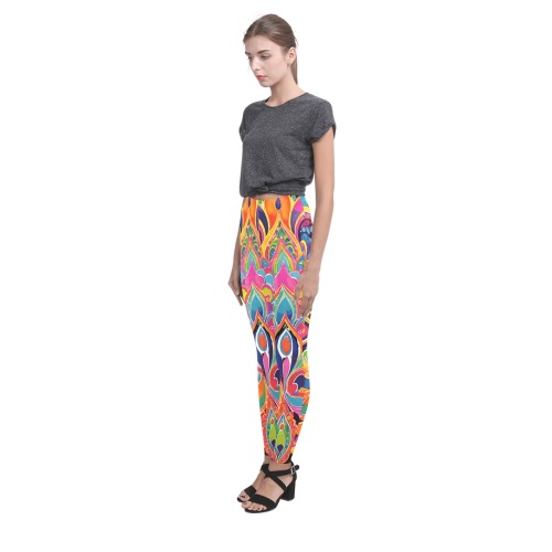 Abstract Retro Hippie Paisley Floral Cassandra Women's Leggings (Model L01)