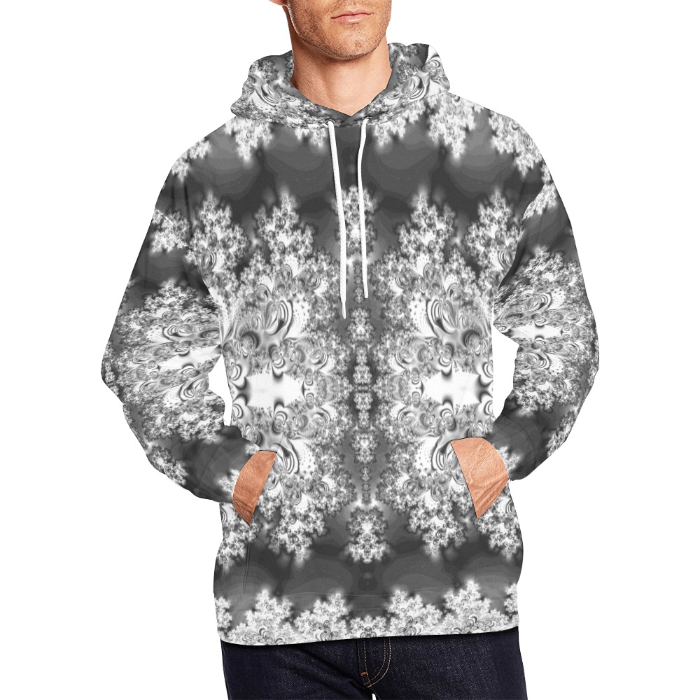 Silver Linings Frost Fractal All Over Print Hoodie for Men (USA Size) (Model H13)