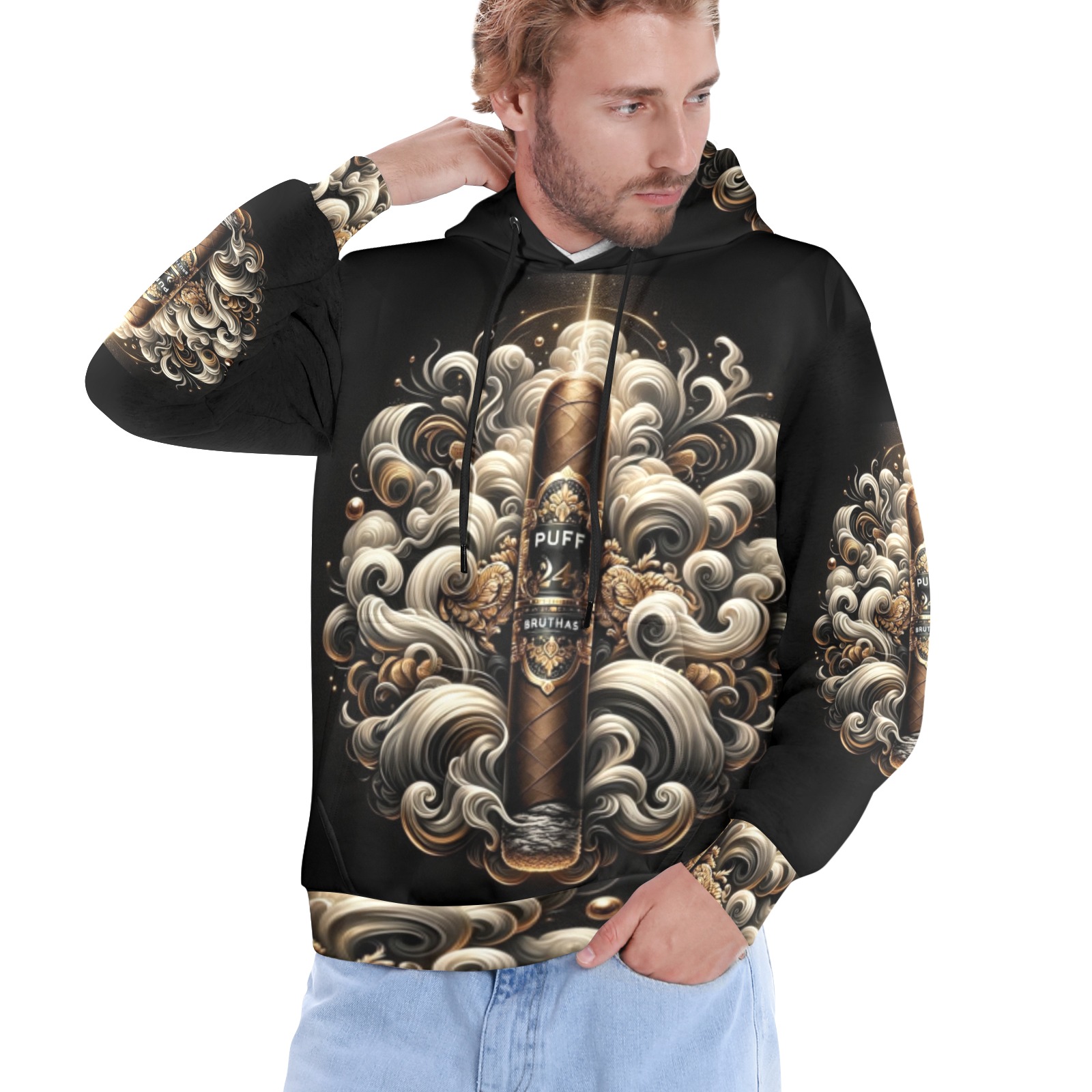 PB Black smoke Men's All Over Print Hoodie (Model H61)