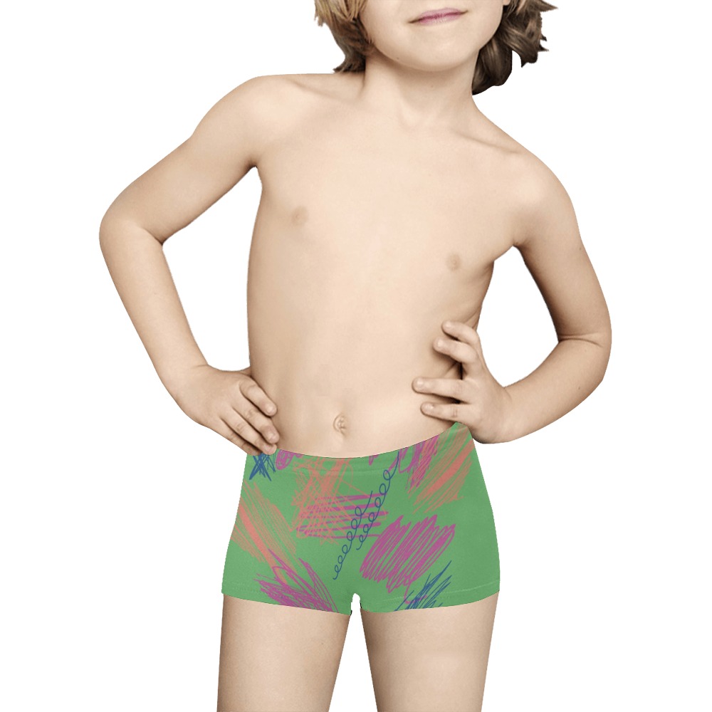 Artistic Scribbles on Green Kids' All Over Print Boxer Briefs (Model L24)