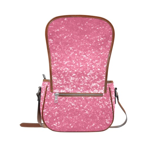 Magenta light pink red faux sparkles glitter Saddle Bag/Small (Model 1649) Full Customization