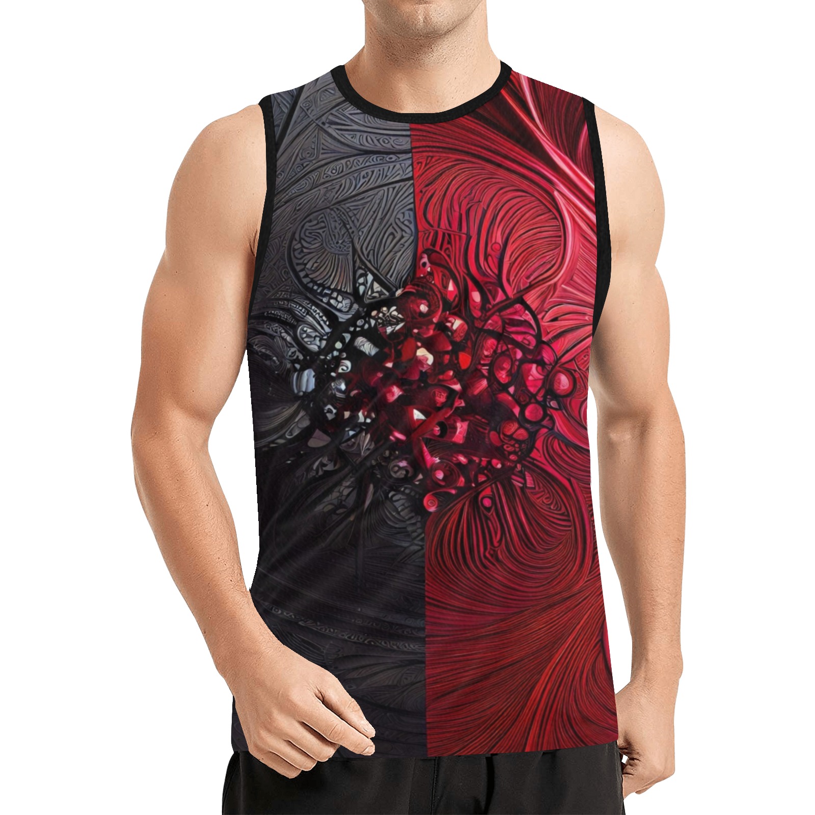 red and black shield All Over Print Basketball Jersey