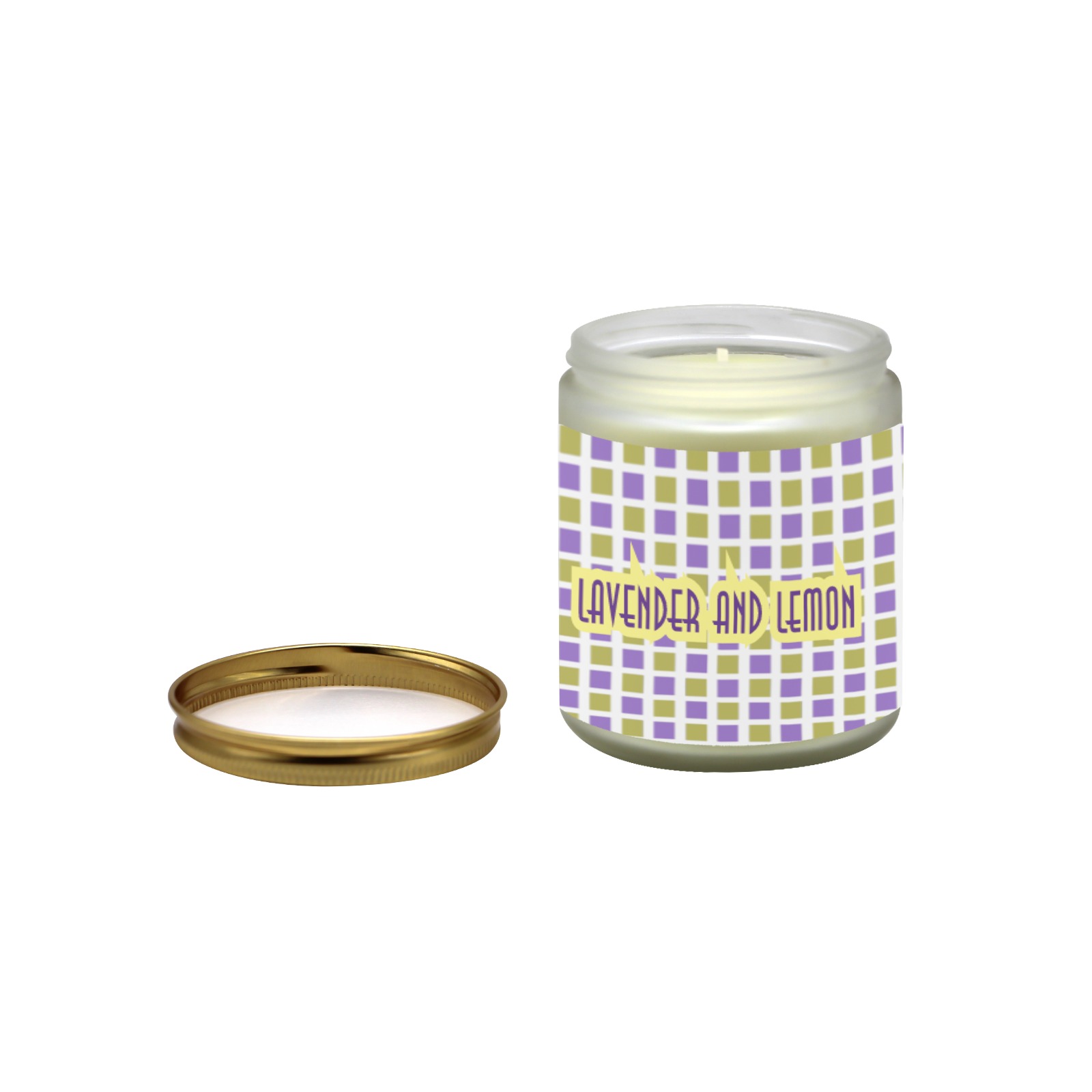 Gold and Mauve lavender and lemon Frosted Glass Candle Cup - Large Size (Lavender&Lemon)