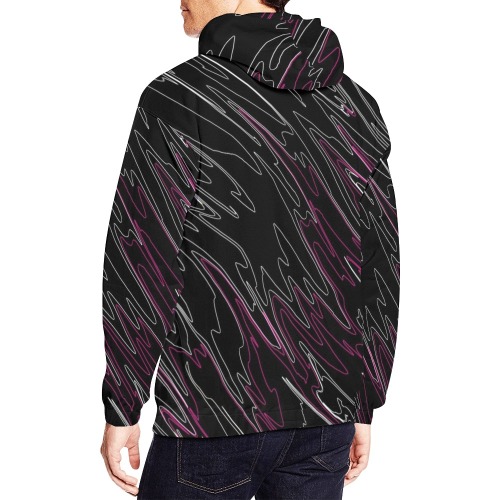 Marbled Black Pink All Over Print Hoodie for Men (USA Size) (Model H13)