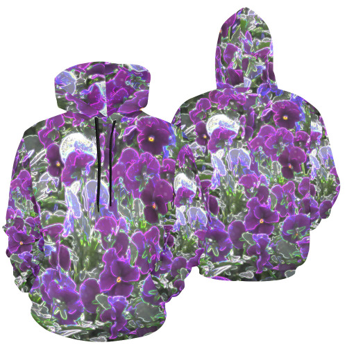 Field Of Purple Flowers 8420 All Over Print Hoodie for Women (USA Size) (Model H13)