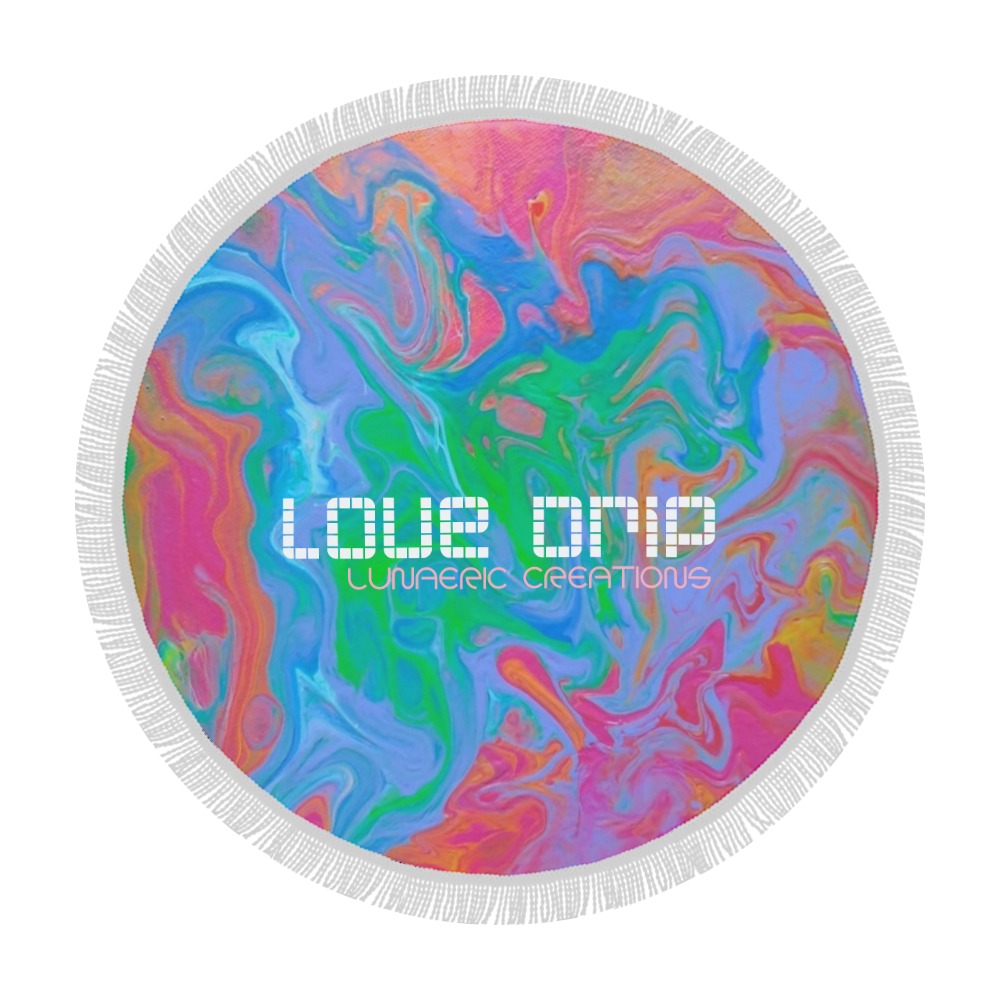 Love Drip Beach Blanket Circular Beach Shawl 59"x 59"