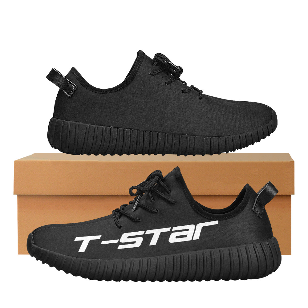 BLACK T-STAR SHOE Grus Men's Breathable Woven Running Shoes (Model 022)