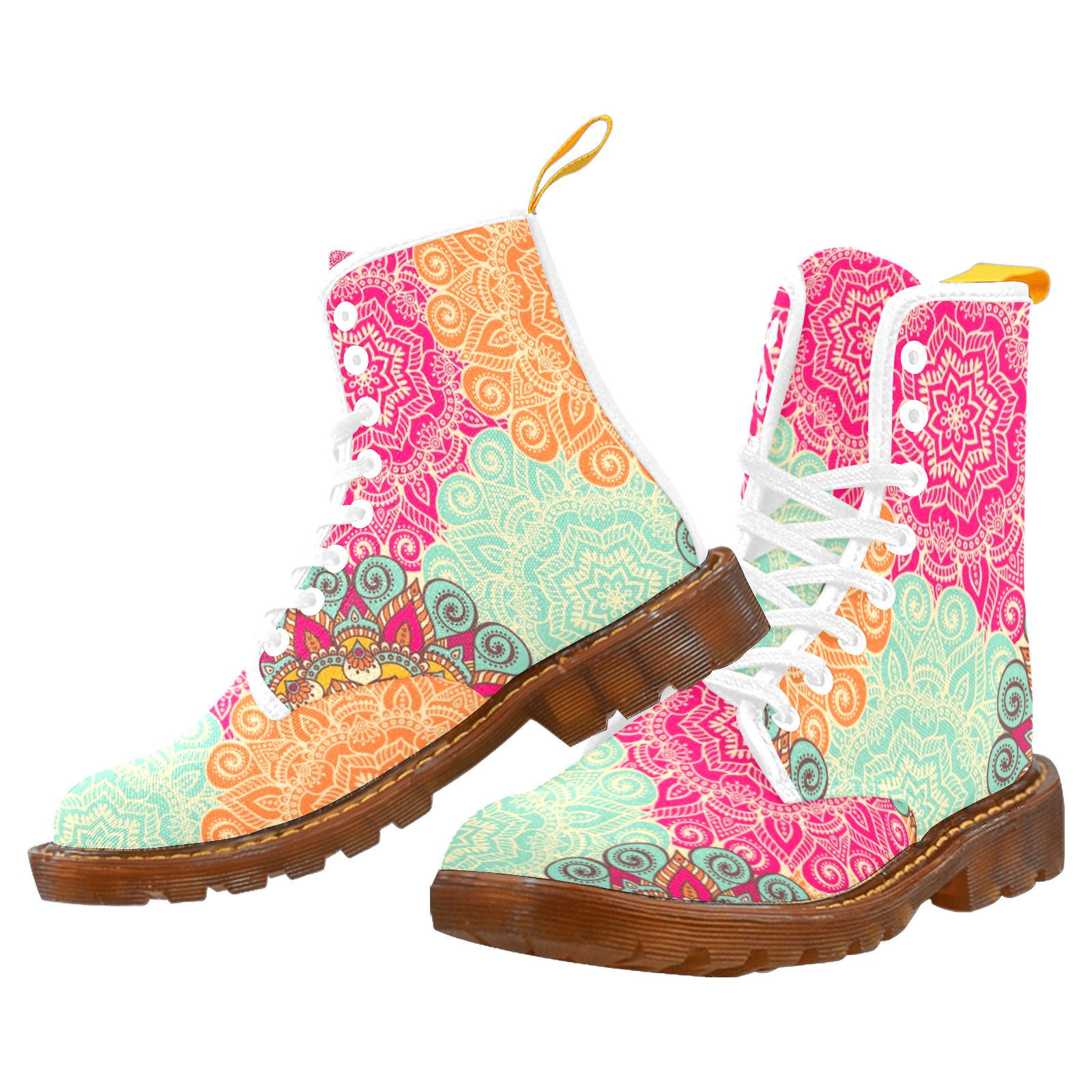 Colorful Tribal Boho Mandala Boots Martin Boots For Women Model 1203H