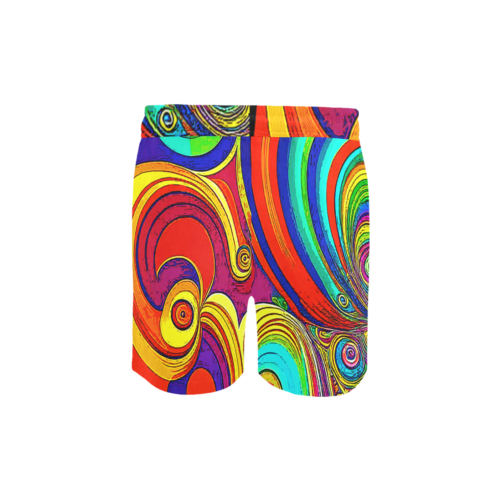 Colorful Groovy Rainbow Swirls Men's Mid-Length Swim Shorts (Model L39)