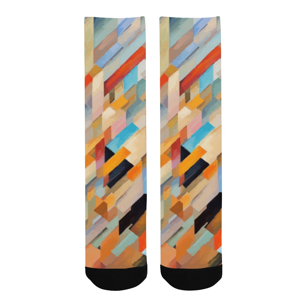 Cool geometric pattern. Abstract aft, warm colors Men's Custom Socks