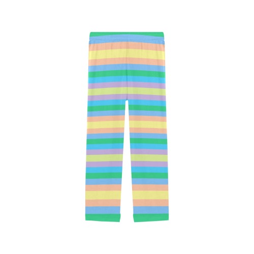 Blue Pink Yellow Green Stripes Women's Pajama Trousers