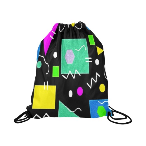Squares, Circles Triangles Lines Large Drawstring Bag Model 1604 (Twin Sides)  16.5"(W) * 19.3"(H)