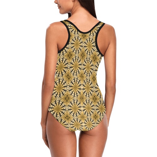 Ô Golden Mandala Allover Pattern 40 Vest One Piece Swimsuit (Model S04)