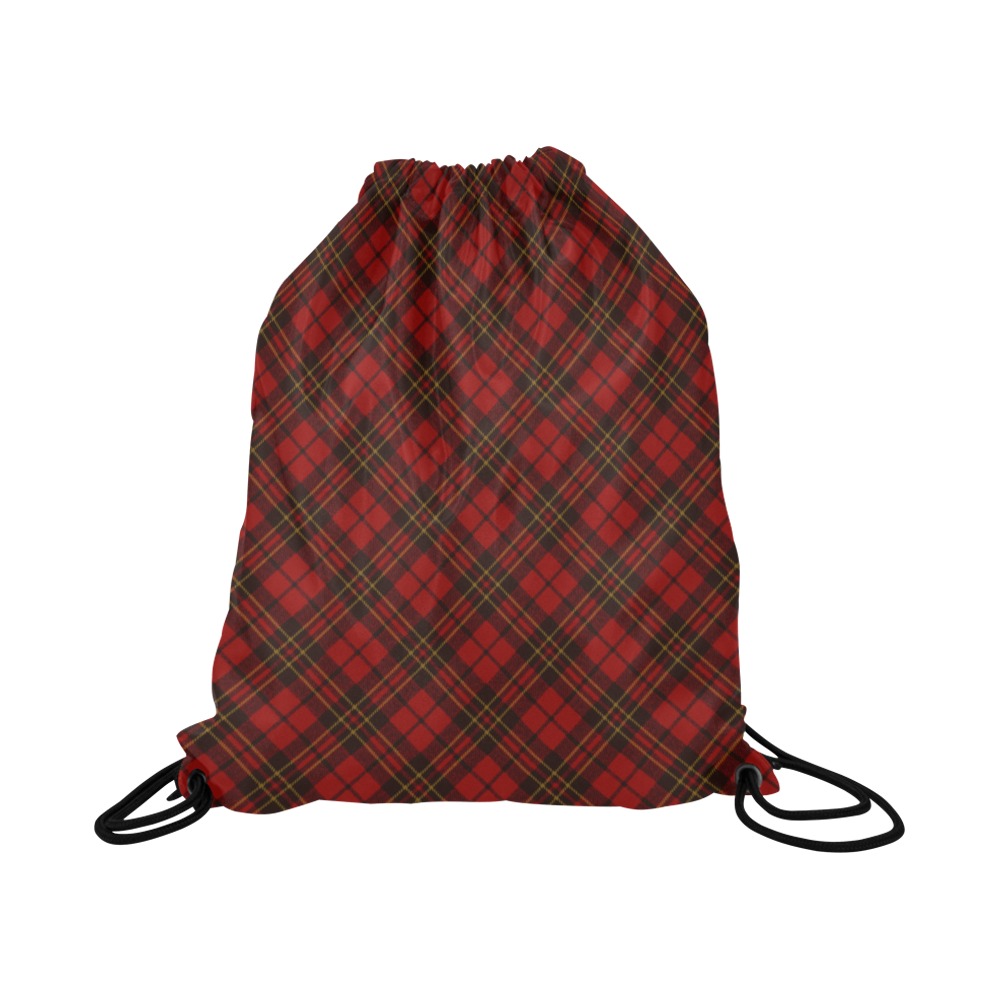 Red tartan plaid winter Christmas pattern holidays Large Drawstring Bag Model 1604 (Twin Sides)  16.5"(W) * 19.3"(H)