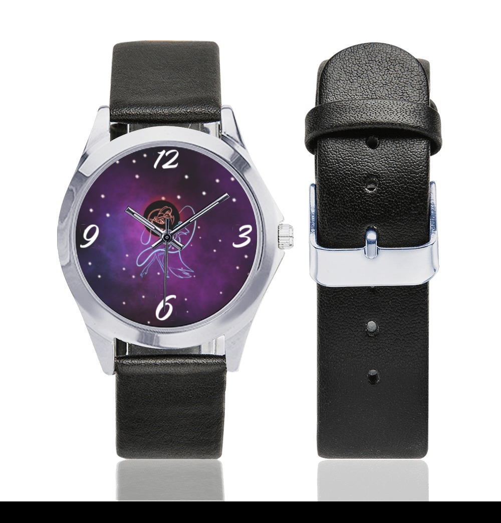 lmw watch Unisex Silver-Tone Round Leather Watch (Model 216)