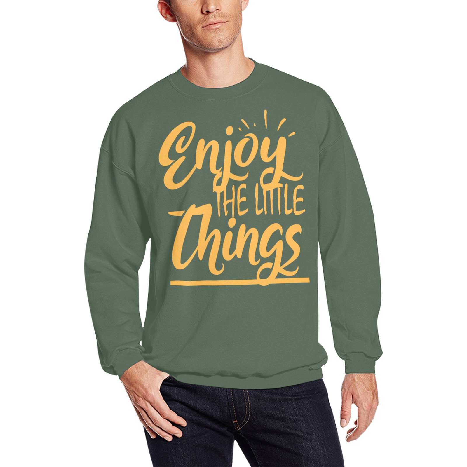 Enjoy The Little Things Men's Oversized Fleece Crew Sweatshirt (Model H18)