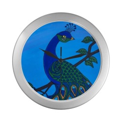 Peacock 2021 Silver Color Wall Clock