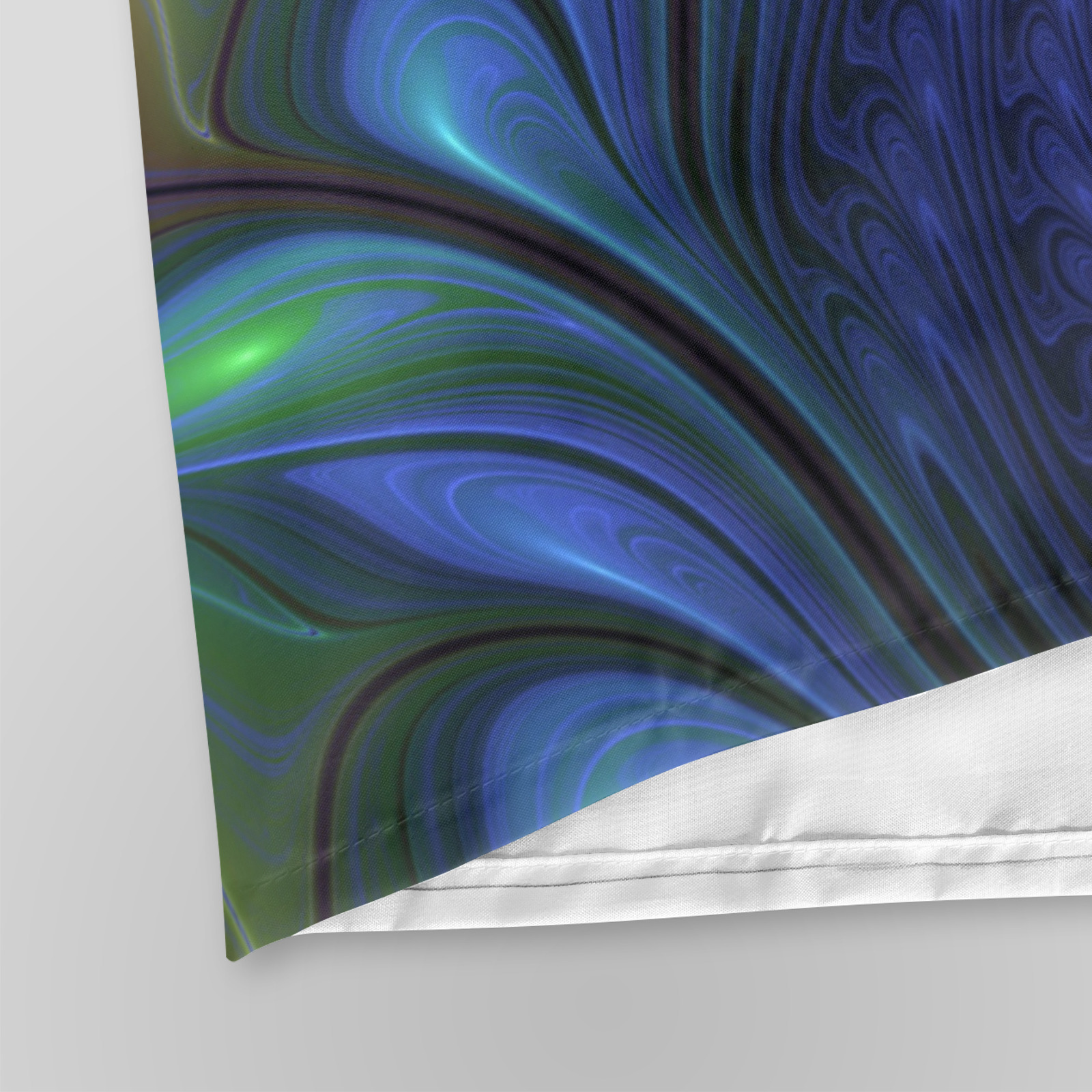 Colorful Luminous Abstract Blue Pink Green Fractal Shower Curtain 72" x 72"